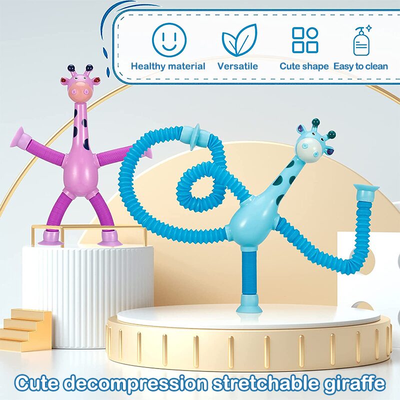 Giraffe Tubes Sensory Toys Novelty Spring Fidget Toy Stretch Tube Stress Relief Toy For Kid Birthday Gift Party Favors