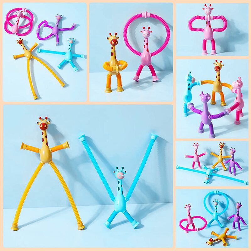 Giraffe Tubes Sensory Toys Novelty Spring Fidget Toy Stretch Tube Stress Relief Toy For Kid Birthday Gift Party Favors