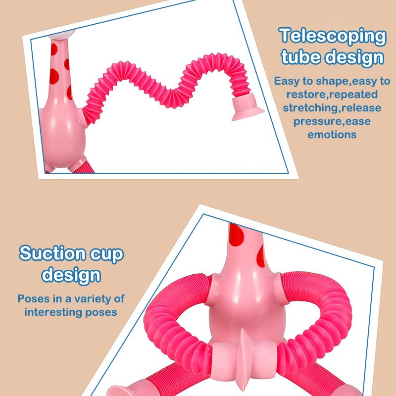 Giraffe Tubes Sensory Toys Novelty Spring Fidget Toy Stretch Tube Stress Relief Toy For Kid Birthday Gift Party Favors
