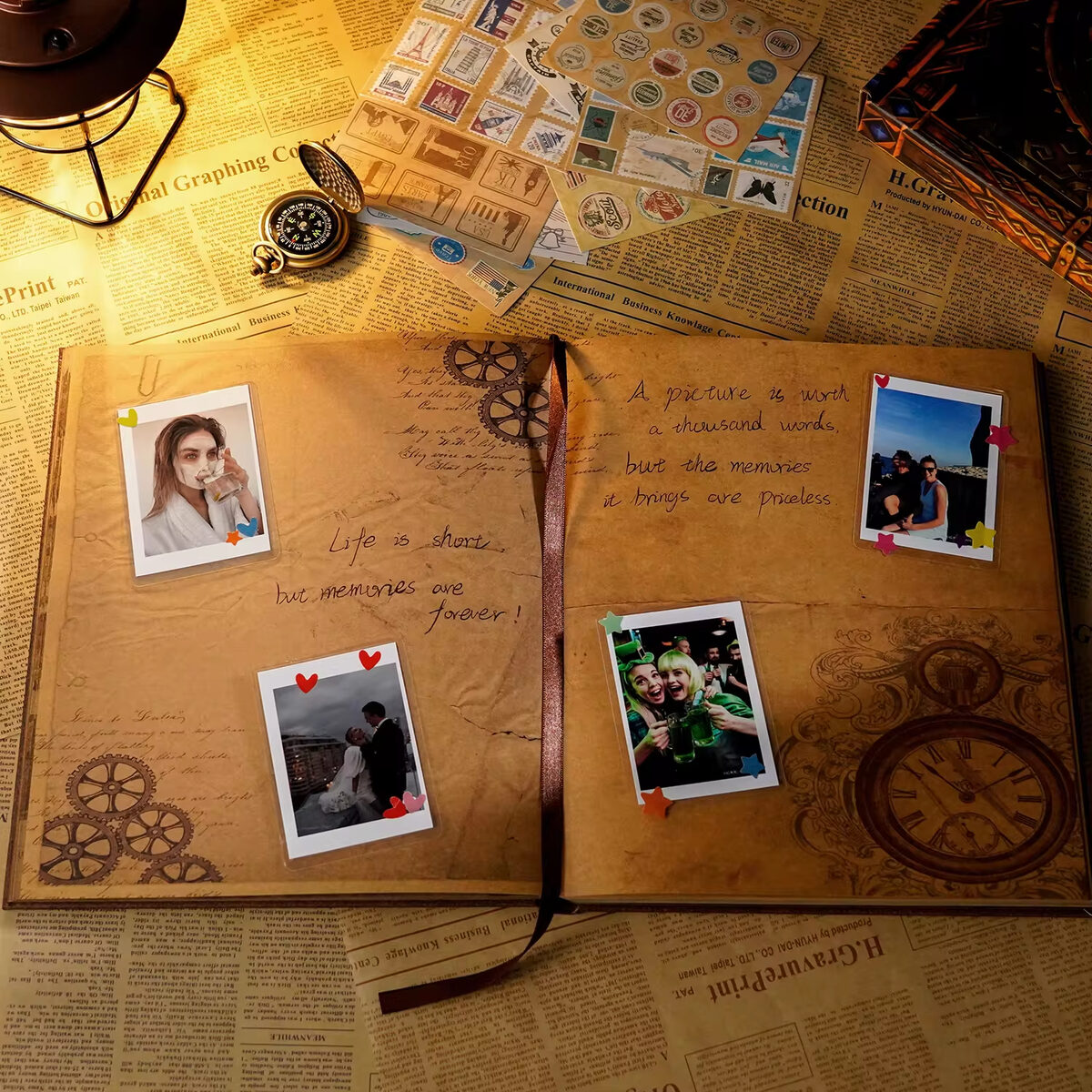 132 P Age Photo Album Our Adventure Book DIY Handmade Scrapbook Retro Album Anniversary Constellation Magic Travel Memory Gift