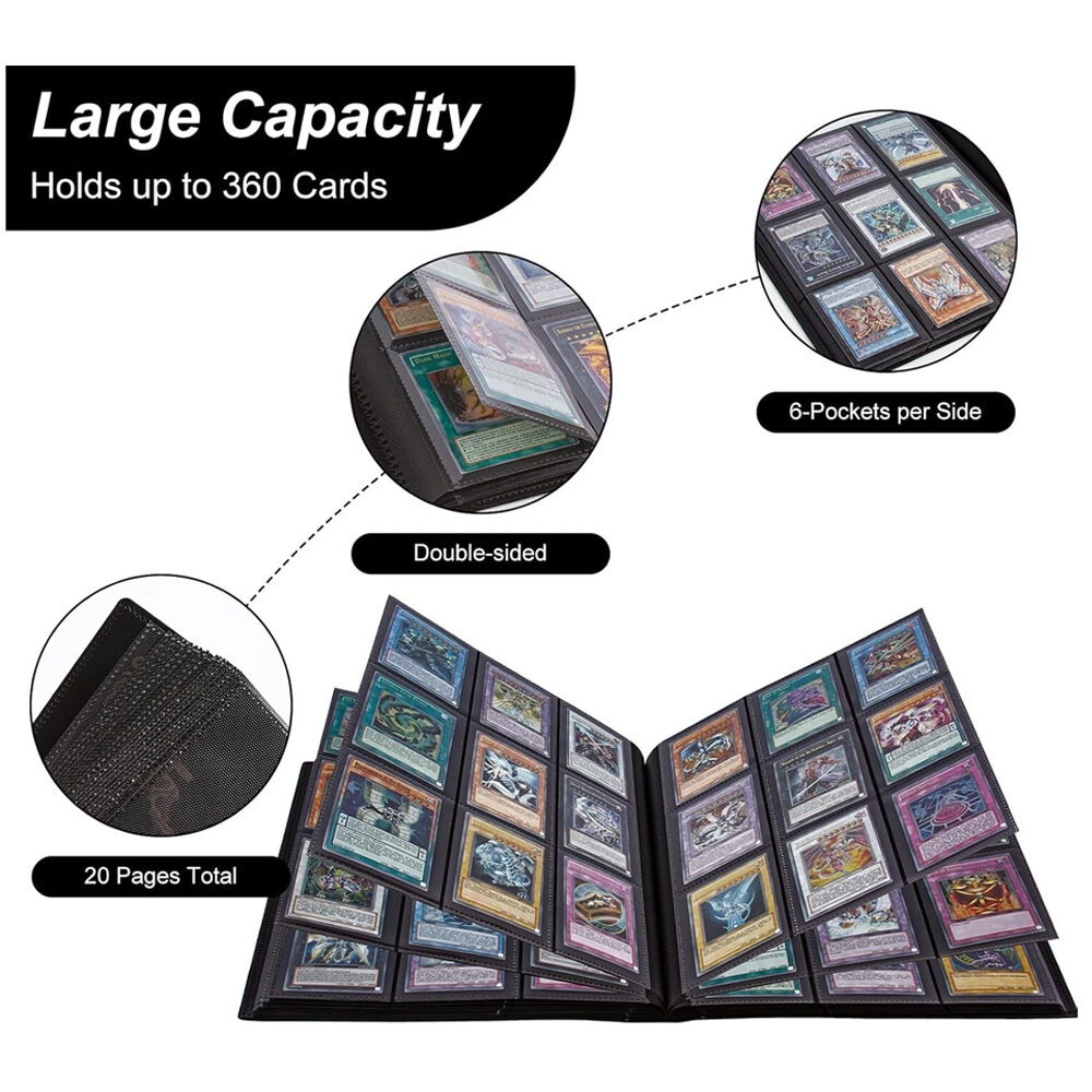 Trading Cards Album Folder 360 Pockets Card Binder Holder Game Card Sleeves Case