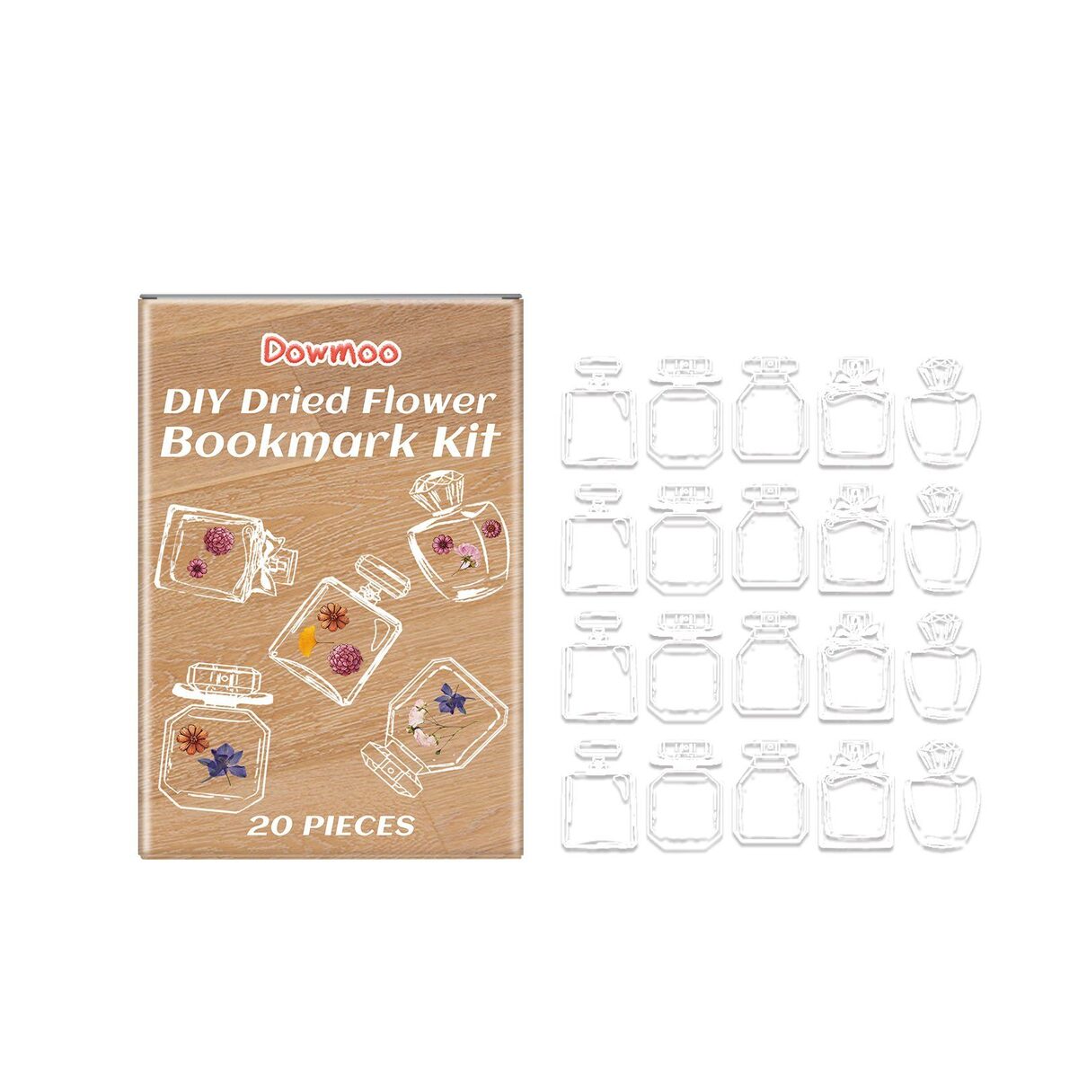 DOWMOO DIY Dried Flower Bookmark Kit, 20 Pieces