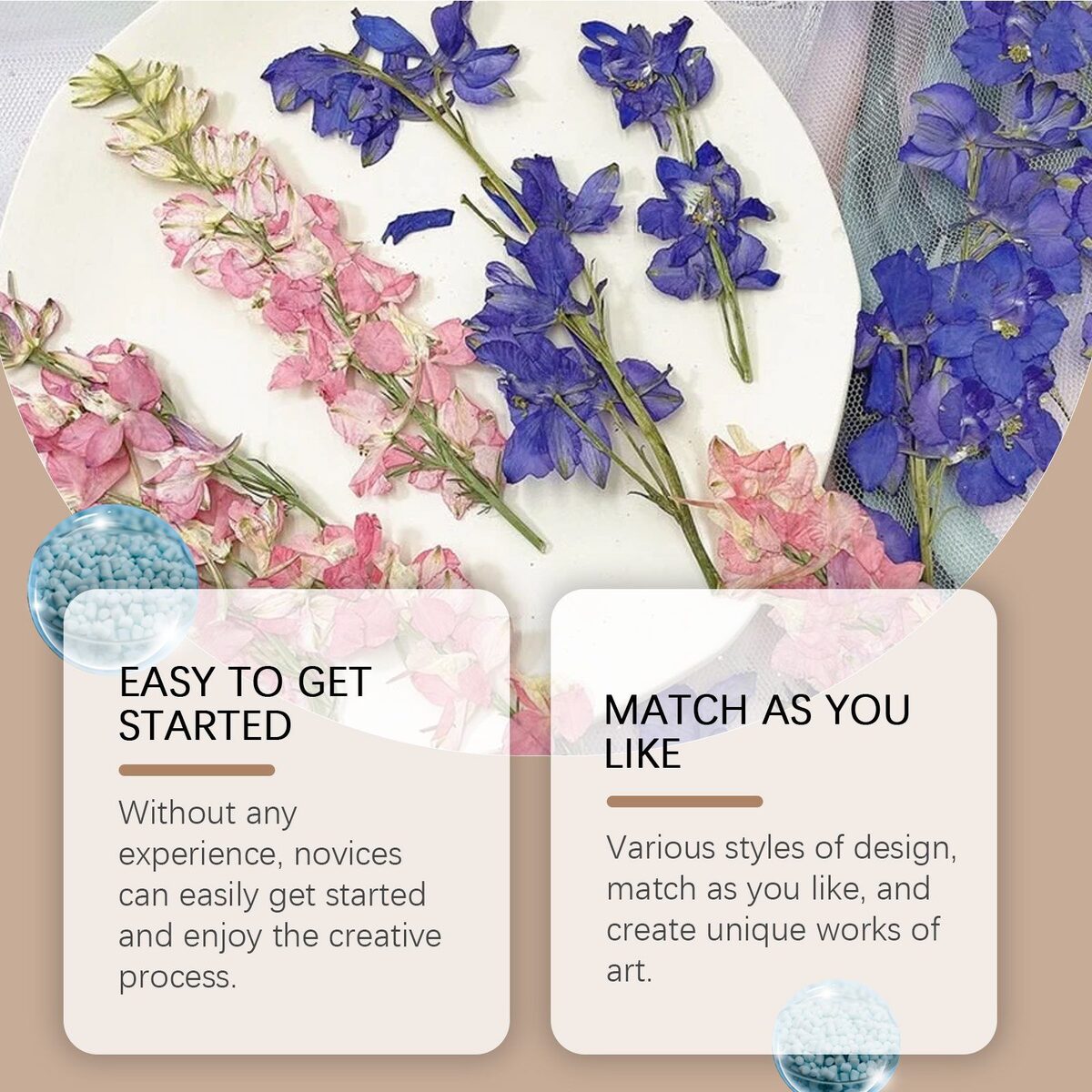 DOWMOO DIY Dried Flower Bookmark Kit, 20 Pieces