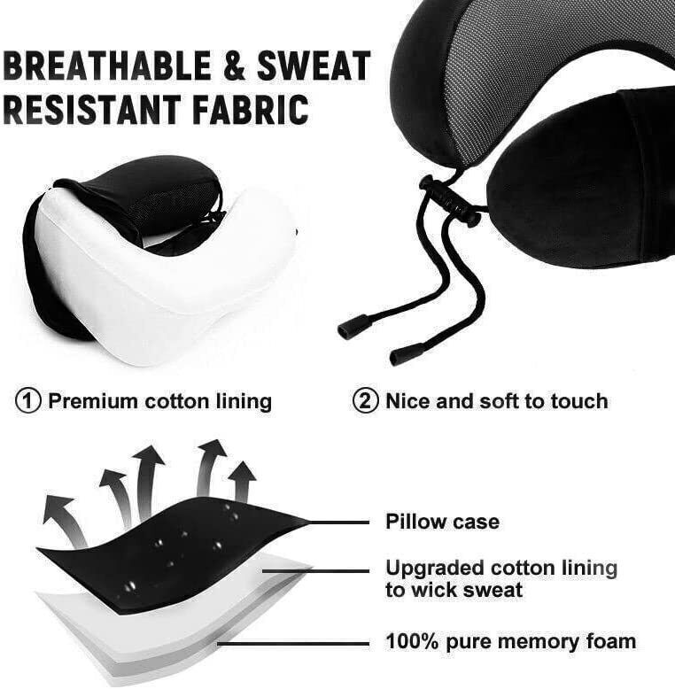 Memory Foam U Shaped Travel Pillow Neck Support Soft Head Rest Plane Car Cushion